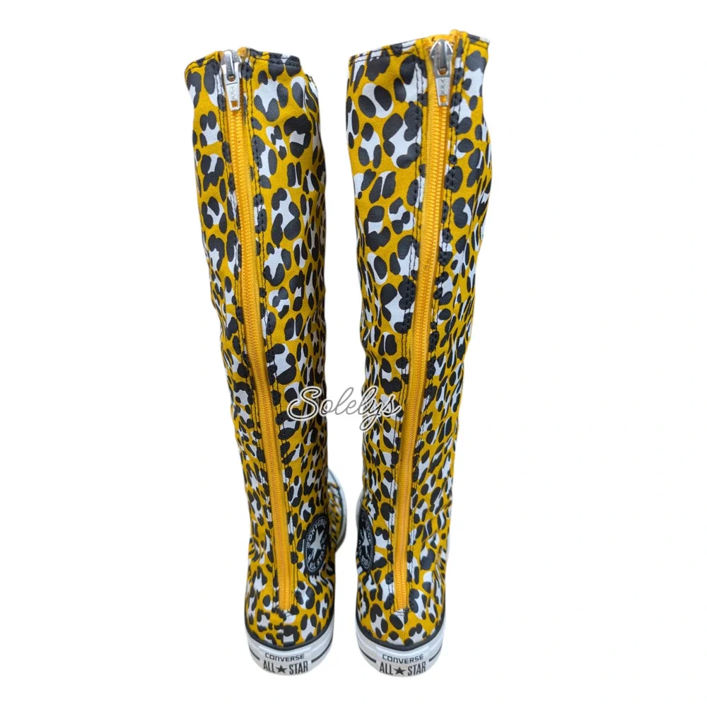 Converse 2013 XXHI Leopard Animal Print Knee High Elastic Laced Sneaker Boot 8